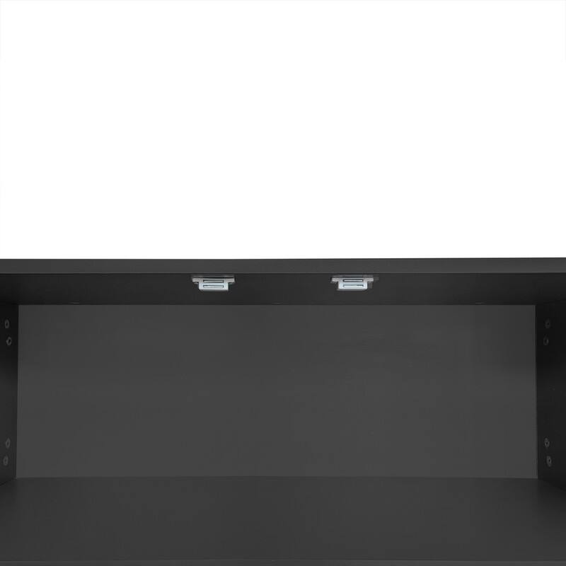 Modern Shoe Storage Bench with Storage Cabinet and Upholstered Cushions, Entryway Bench with Open Compartment for Living Room