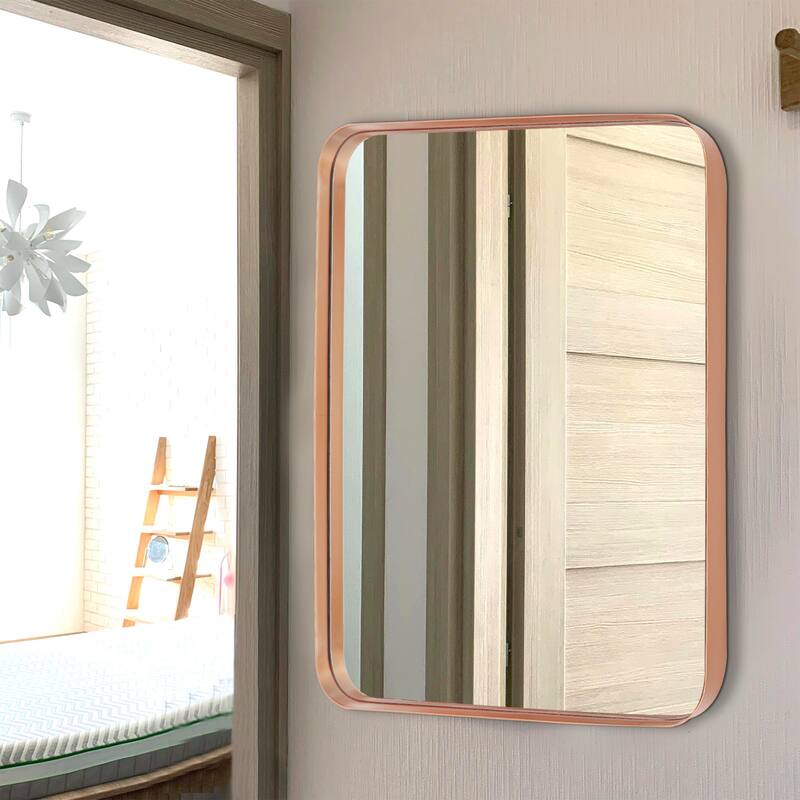 Wall Mirror Vanity Mirror Bathroom Mirror with Round Corner (1 Piece) - 22W * 30H Inches - Rose Gold