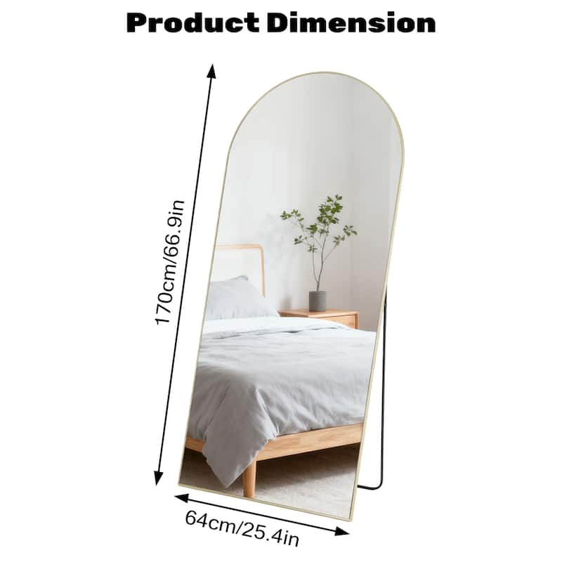 Arched Full Length Mirror with Stand, Floor Standing Mirrors for Bedroom Body Hanging Leaning Wall Living Room Cloakroom ﻿