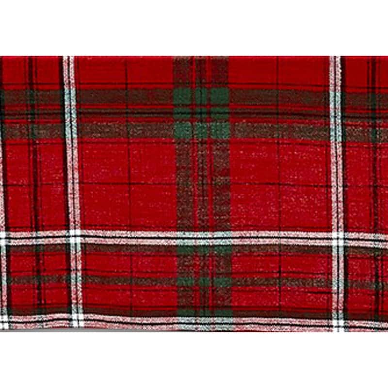Sleigh Ride Holiday Red and Black Plaid Cotton Tablecloth, 84"Lx 60"W - 60 x 84