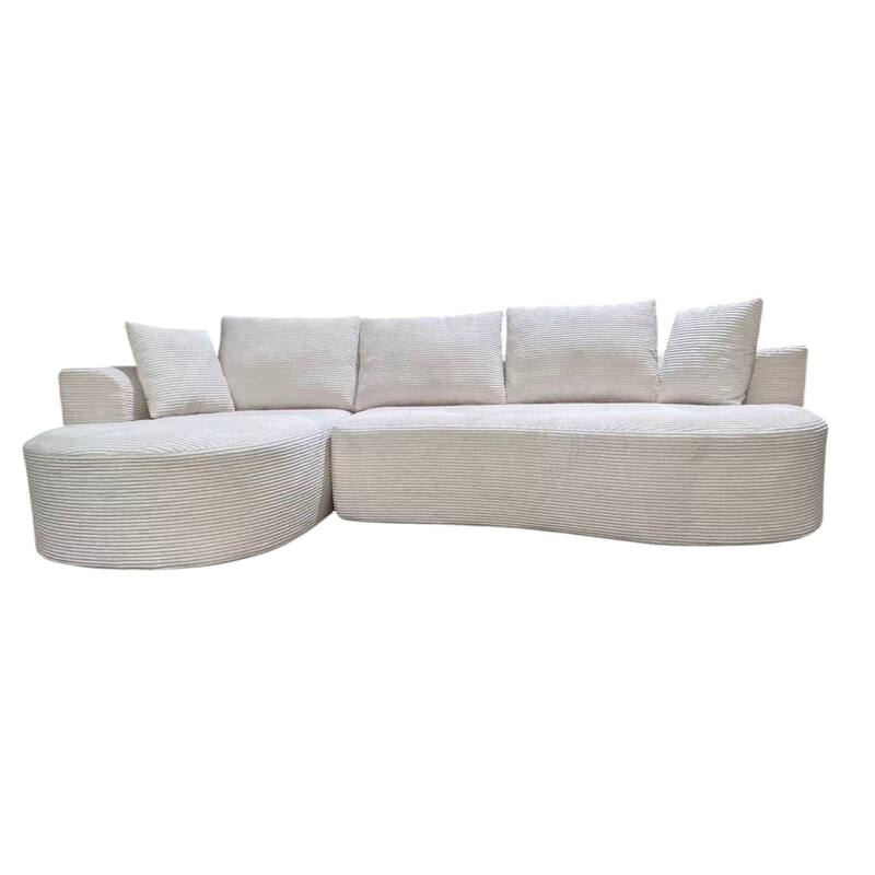111.55" L-Shaped Corduroy Sectional Sofa, No Assembly Required