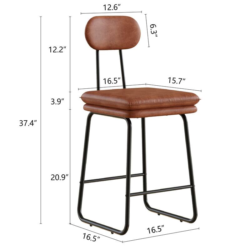 VECELO PU Leather Dining Chairs Set of 2/4/6 Modern Kitchen Island Stools with Backrest & Footrest Counter Height Bar Stools