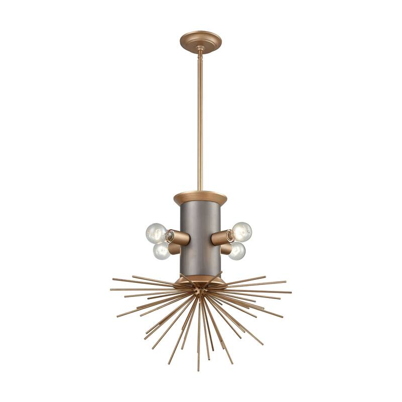 Lucy Spike 21-inch Wide 4-Light Chandelier in Antique Gold