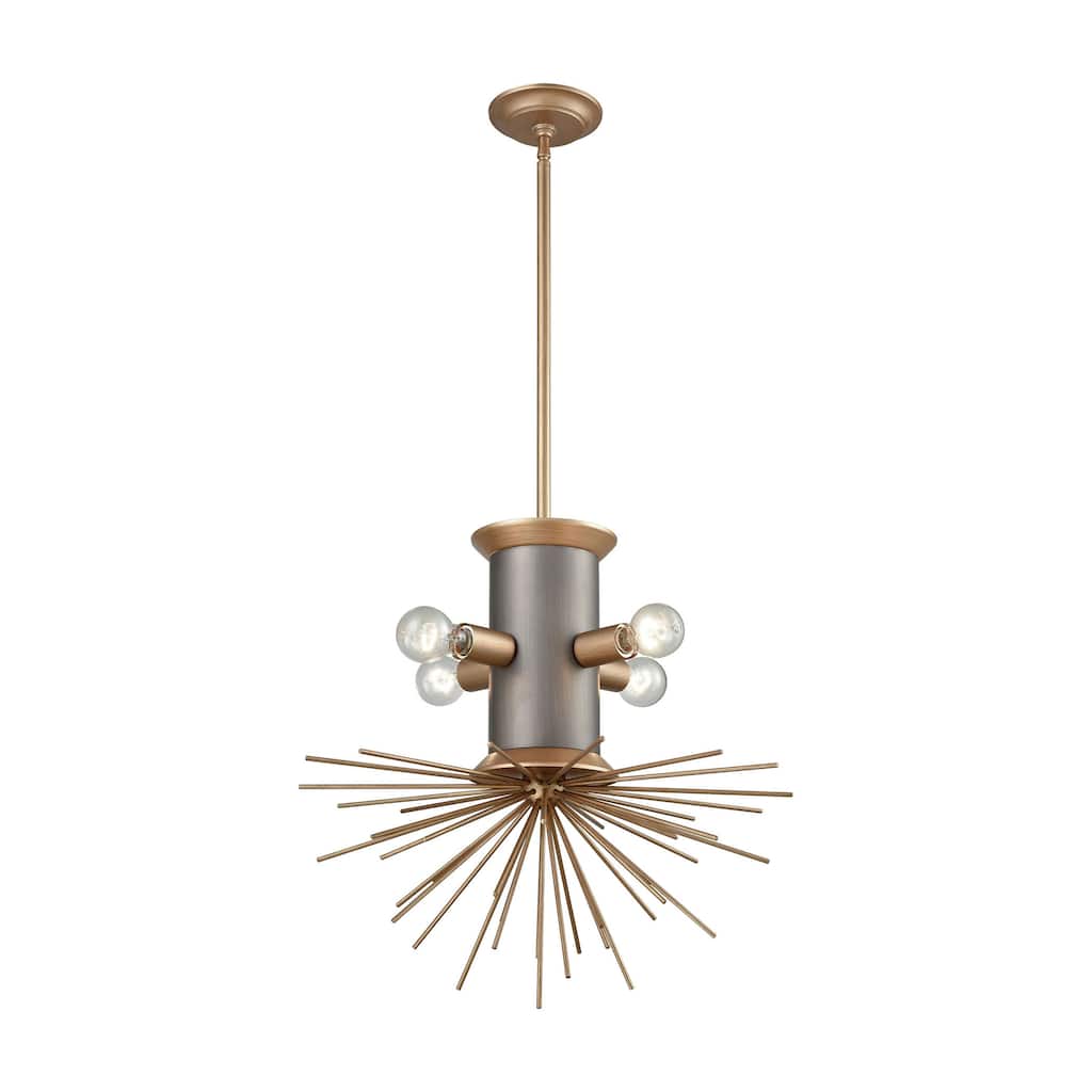 Lucy Spike 21-inch Wide 4-Light Chandelier in Antique Gold