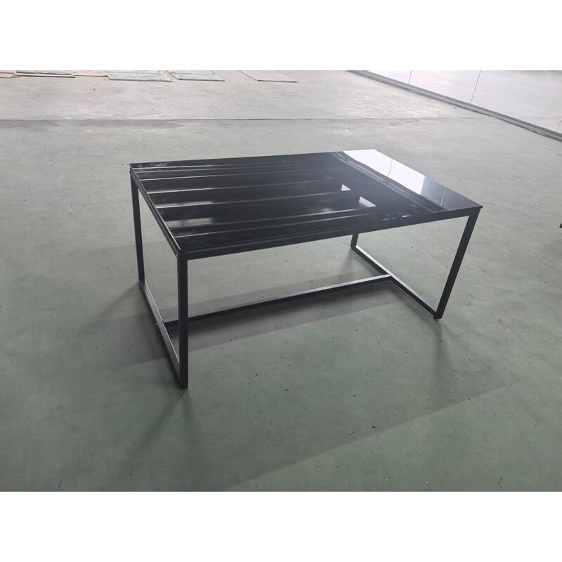 Black Glass Coffee Table, Small Tea Table, Glass with Metal Legs Sofa Table