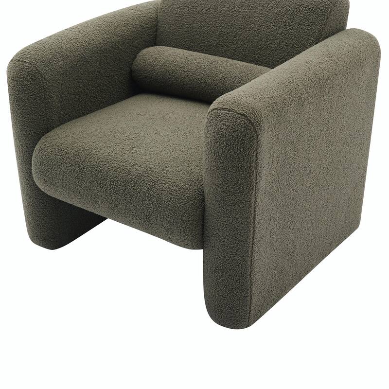 Sherpa Fabric Modern Accent Chair - Cozy Teddy Upholstery