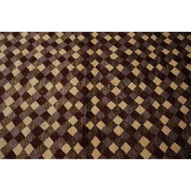 Hand Knotted Oriental 100% Wool Carpet Modern All-Over Brown Contemporary Area Rug - 6' 0'' X 3' 10''