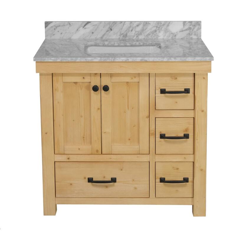 KitchenBathCollection Tuscany 36" Bathroom Vanity with Carrara Marble Top