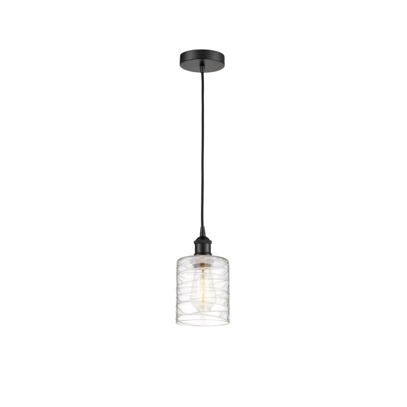Innovations Lighting Edison Cobbleskill - 1 Light 5" Mini Pendant - Deco Swirl/Matte Black