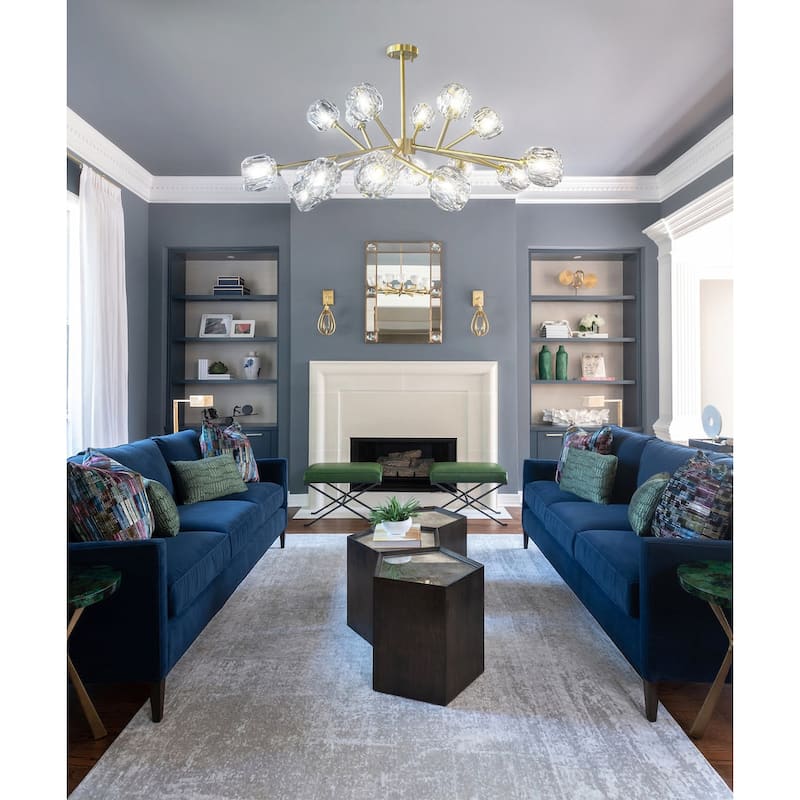 Brass Sputnik Modern Crystal Chandelier 43 in Wide 18 Lights