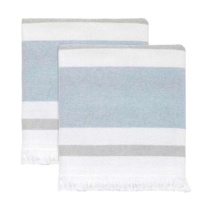 Izod Clubhouse Stripe Blue 2-Pack Hand Towel Set - Hand Towel 2pk Set