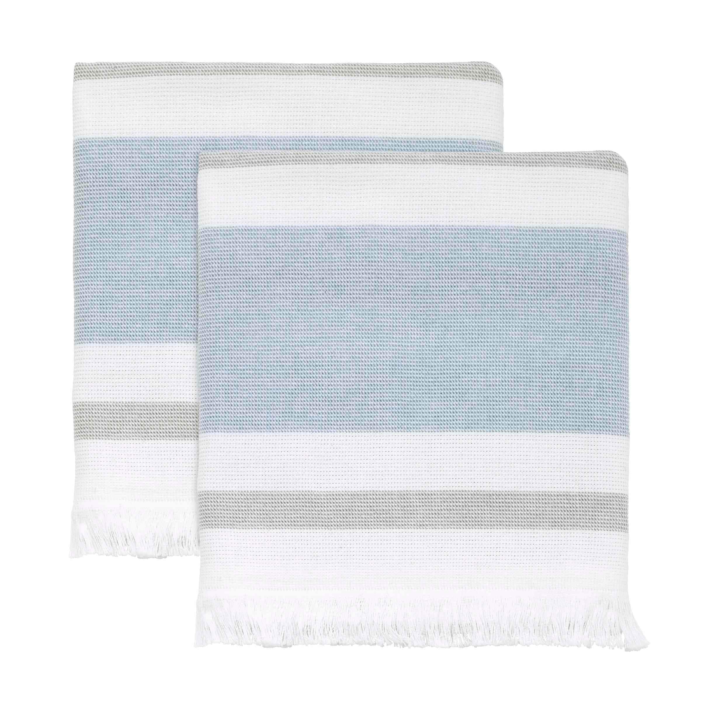 Izod Clubhouse Stripe Blue 2-Pack Hand Towel Set - Hand Towel 2pk Set