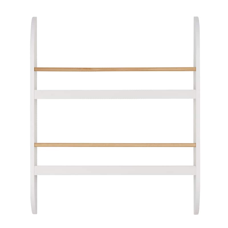 Danya B. Steiner White Rounded Contemporary 2-Tier Kids Wall-Mount Bookcase with Contrasting Wood-toned Rods