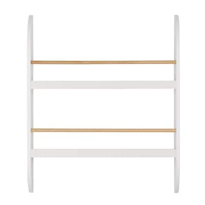 Danya B. Steiner White Rounded Contemporary 2-Tier Kids Wall-Mount Bookcase with Contrasting Wood-toned Rods