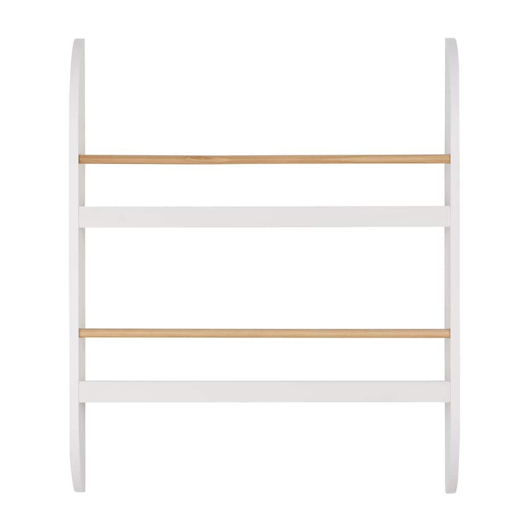 Danya B. Steiner White Rounded Contemporary 2-Tier Kids Wall-Mount Bookcase with Contrasting Wood-toned Rods