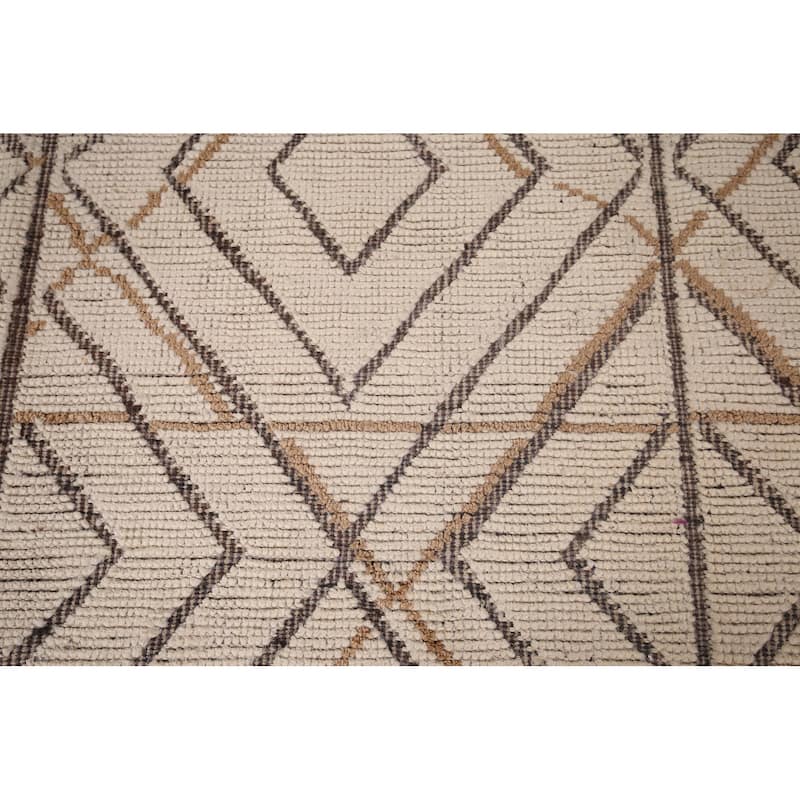 All-Over Trellis Geometric Moroccan Area Rug Handmade Wool Carpet - 8'0"x 12'9"
