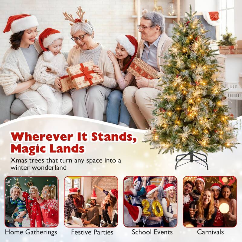 Costway 5/6/7 FT Artificial Christmas Tree with 602/806/1072 Branch - Green - See Details