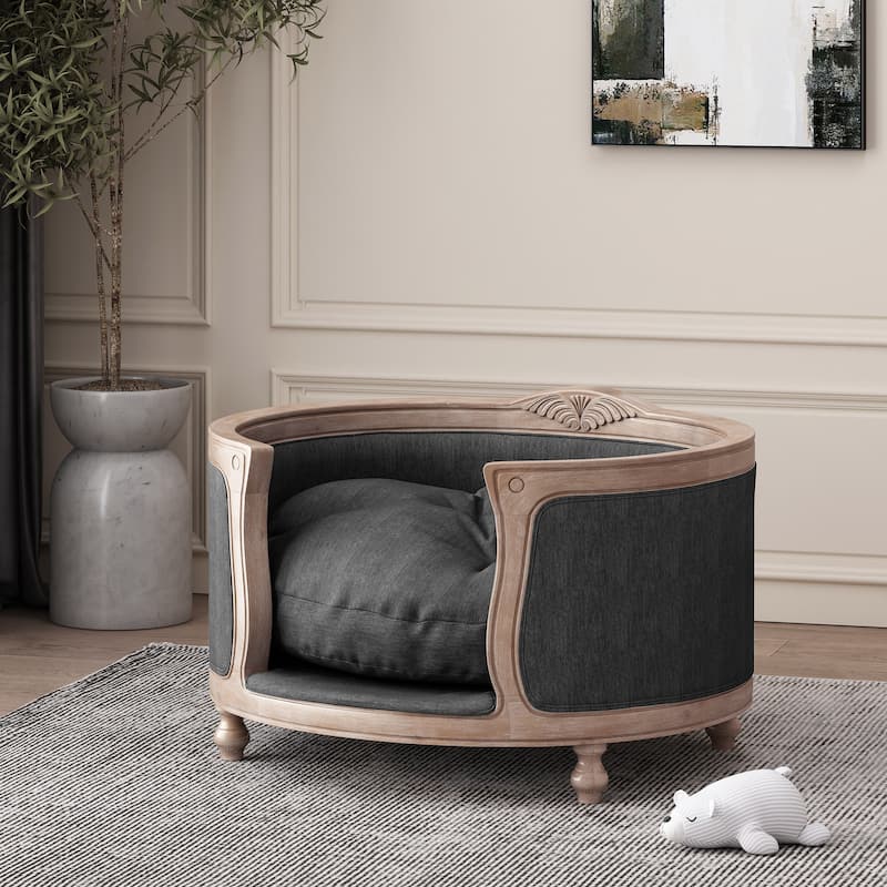 Gilmanton Upholstered Medium Pet Bed by Christopher Knight Home - Antique + Charcoal