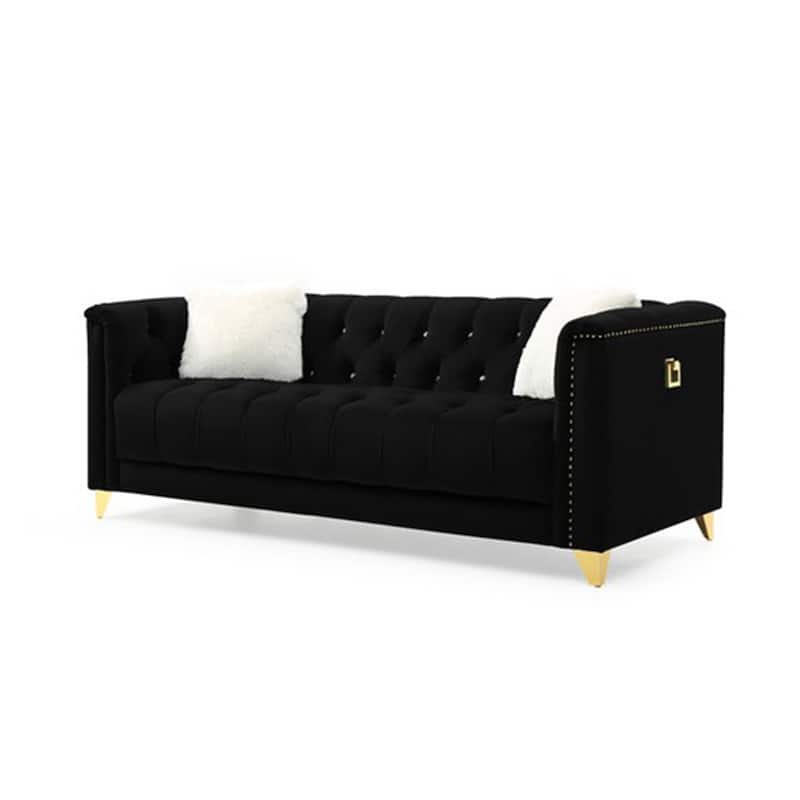 Upholstery Living Room Sofa Set in Velvet Fabric ( Set of 2 )