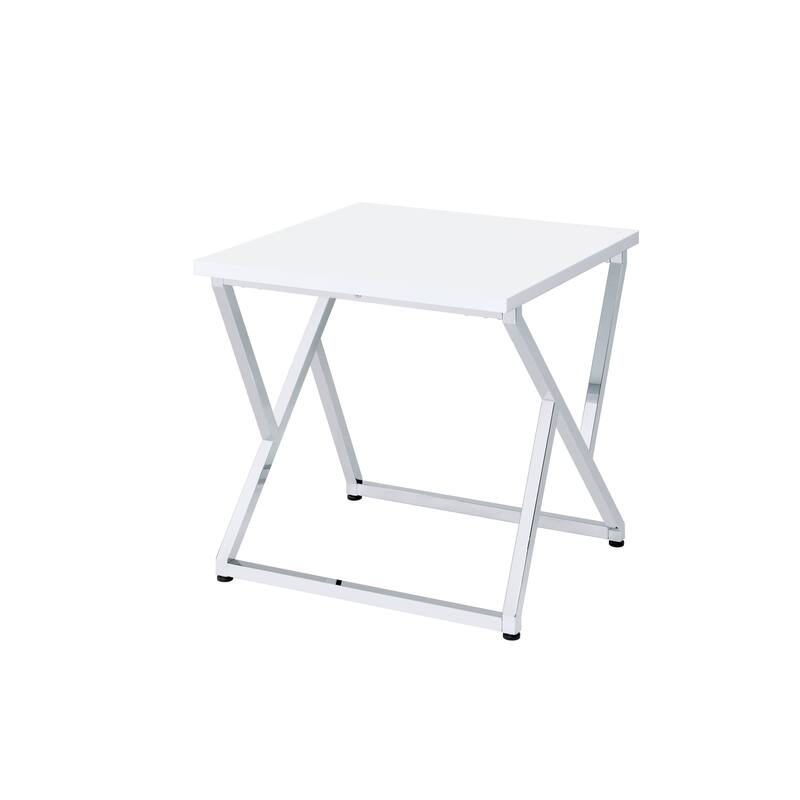 Cano Glam White Steel 3-Piece Living Room Table Set by Furniture of America