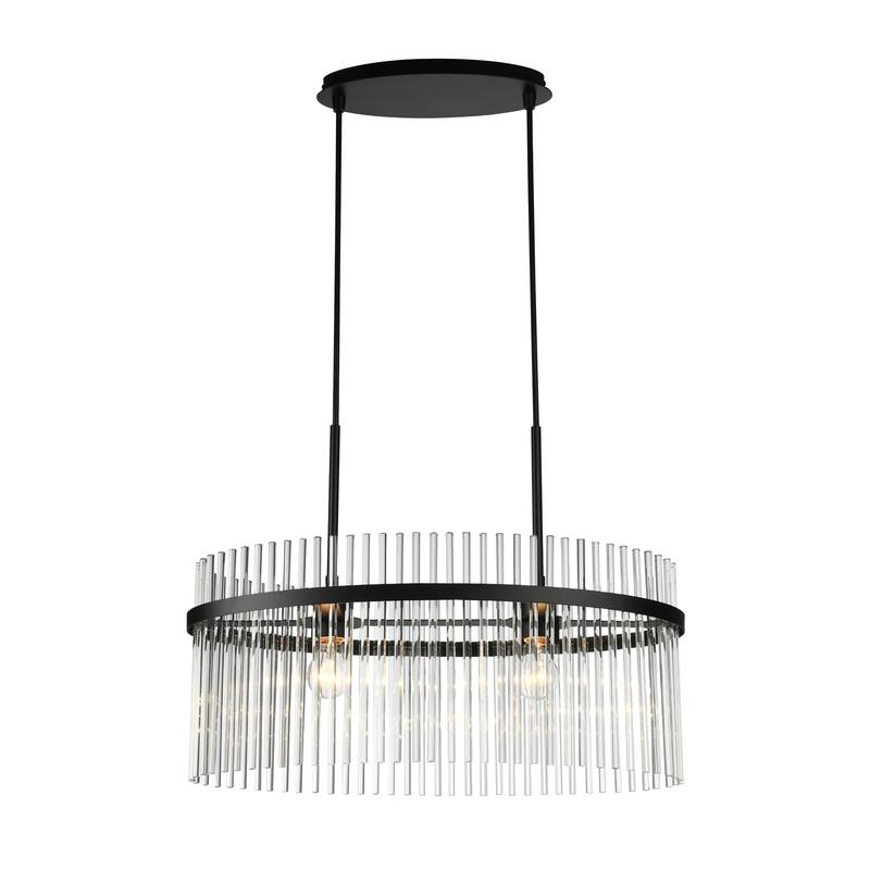 Artcraft Ava 2-Light Chandelier - Black with Clear Glass Rods Shade