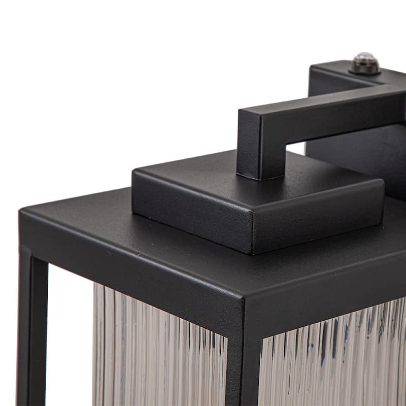 Matte Black 1-Light Fluted Glass Waterproof Outdoor Wall Light