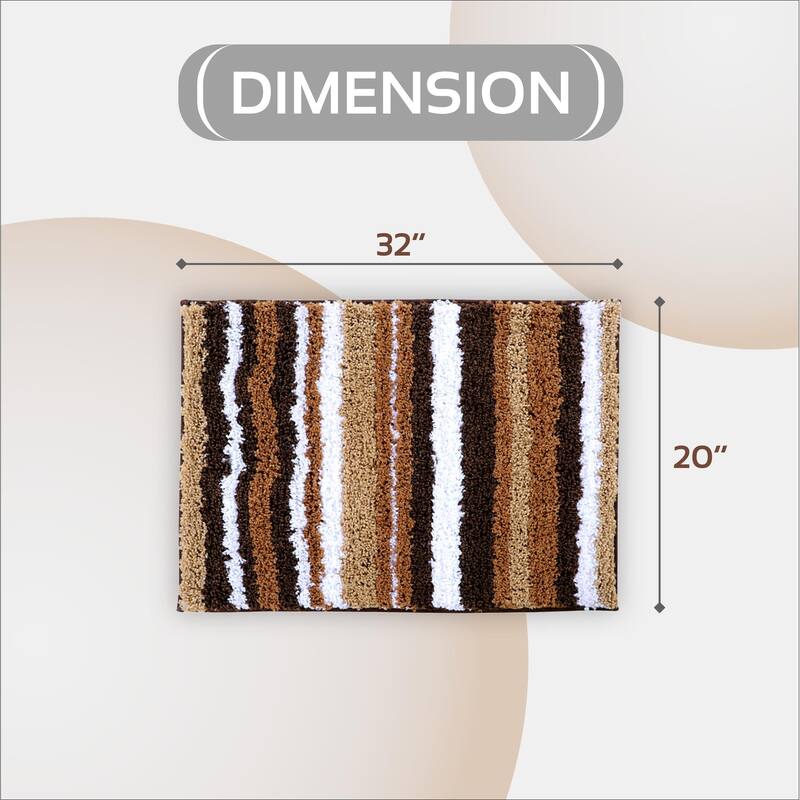 Better Trends Bath Rug 100% Polyester Super Absorbent Anti-Skid TPR Backing Bathroom Rug For Shower,Sink Mats Griffie Collection