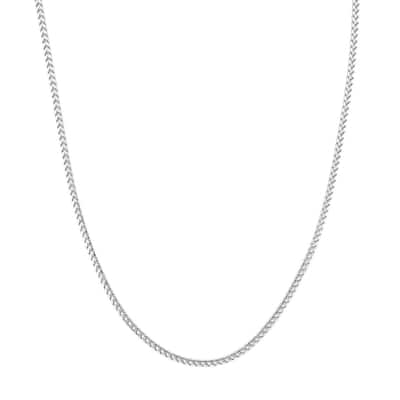 Curata 925 Sterling Silver Rhodium 2.5mm Round Franco Chain for Men