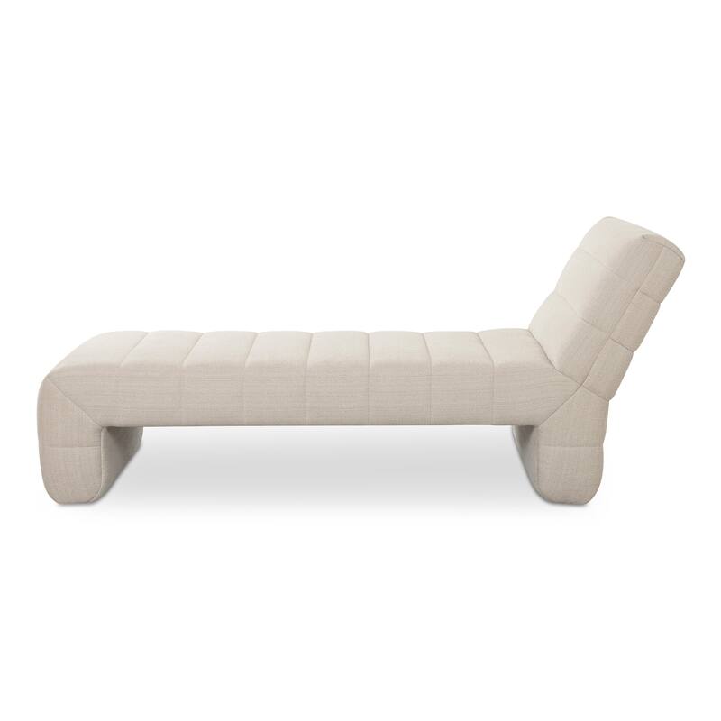 NADAAL STUDIOS Celestine Chaise, Plump Channel-Tufted Form in Velvet Upholstery, Warm Brown
