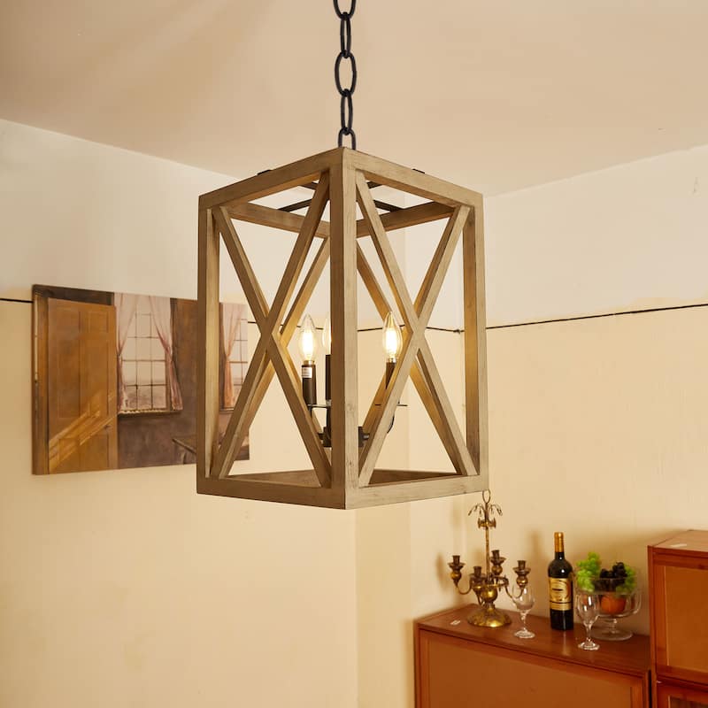 3 Light Candle Style Rectangle / Square Chandelier - 20.23"*12.12"*12.12"