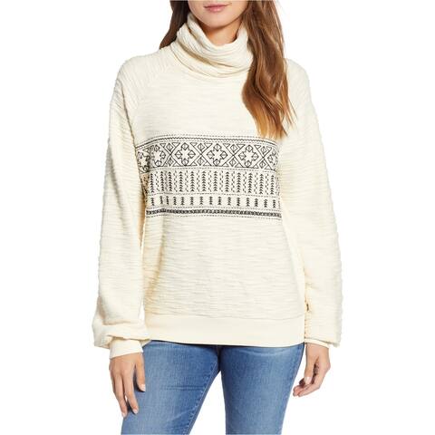 Lucky Brand Womens Embroidered Pullover Sweater, Off-white, X-Small