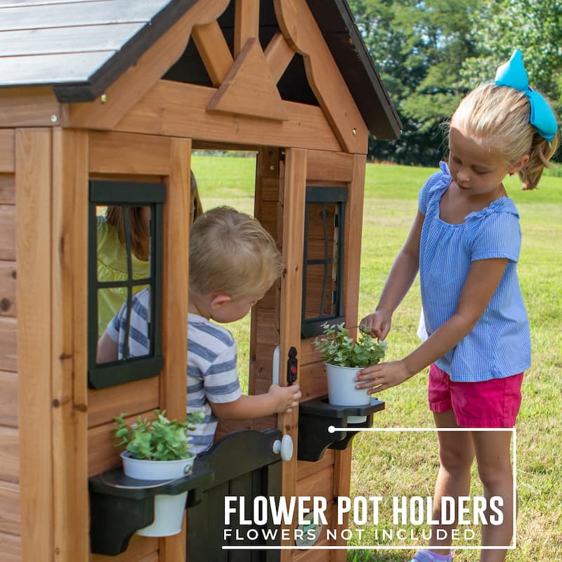 Backyard Discovery Sweetwater Cedar Wooden Playhouse with Play Kitchen - 3'6" x 3'10"
