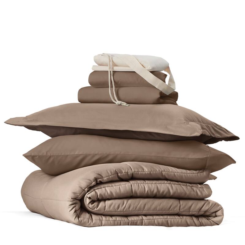 8pc Twin XL Solid Dorm Bedding Bundle