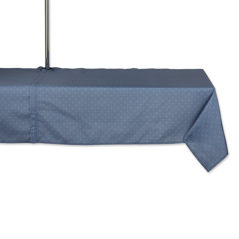 DII Stone Tonal Lattice Print Outdoor Tablecloth With Zipper 60 Round - French Blue Zipper