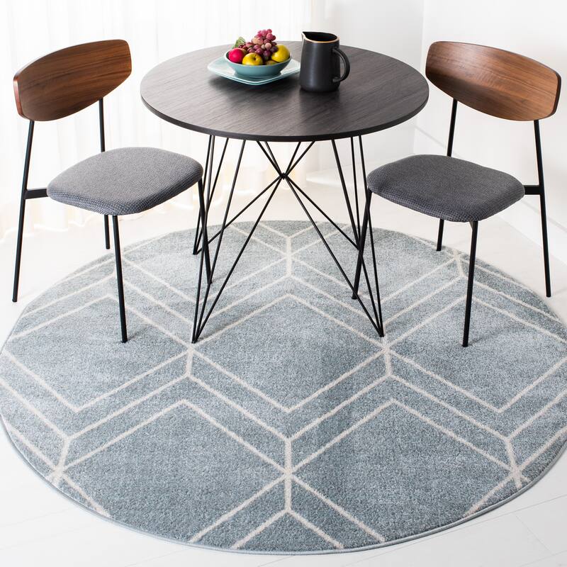 SAFAVIEH Adirondack Juvelina Modern Geometric Rug - 4' Round - Blue/Ivory