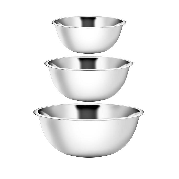 Premium Polished Mirror Nesting Stainless Steel Mixing Bowl - 2.5, 5, 8 Quarts