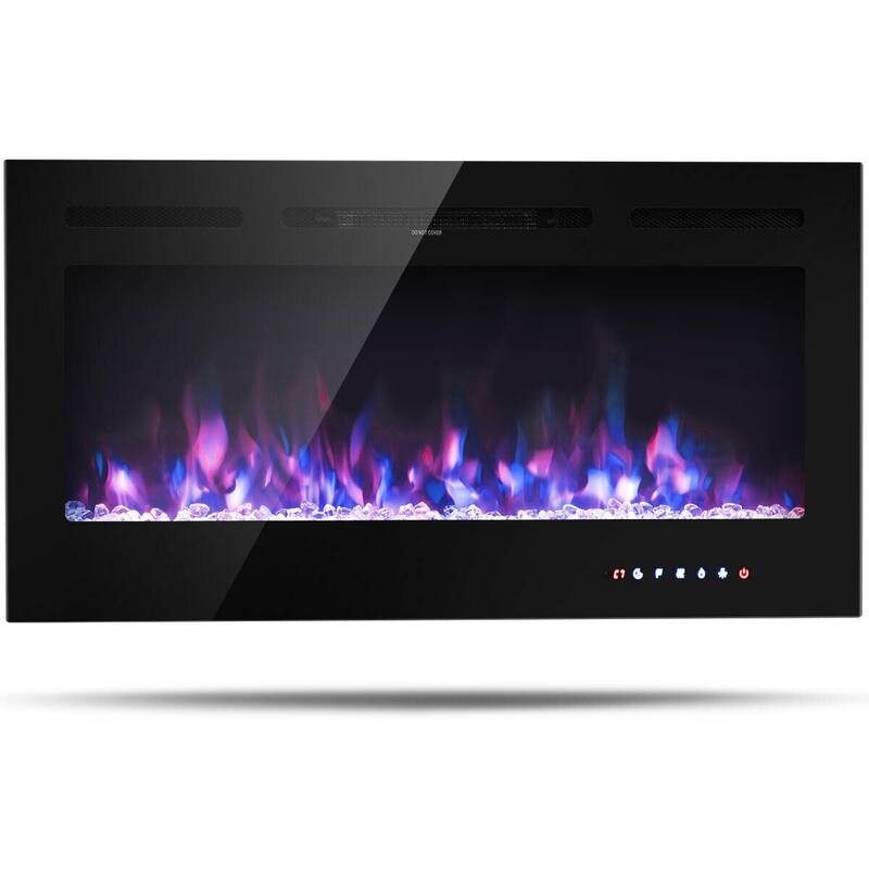 Gymax 40'' Electric Fireplace Recessed and Wall Mounted 750W/1500W W/