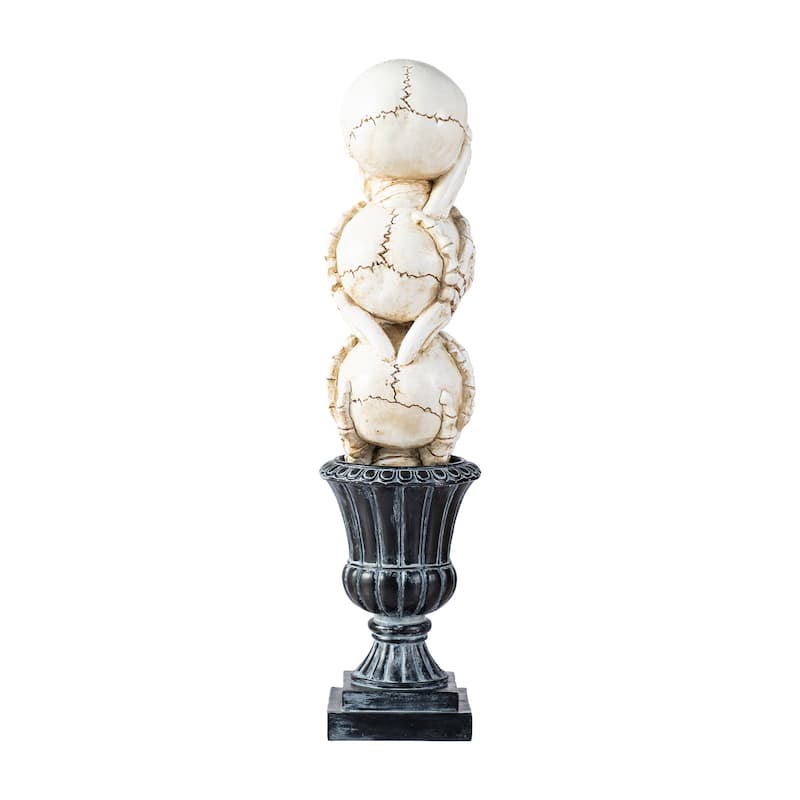 Glitzhome 18''H Halloween Resin Stacked Skull Table Decor