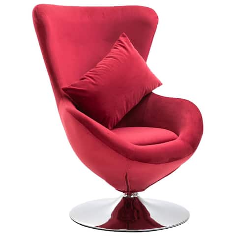 vidaXL Swivel Egg Chair with Cushion Red/Light Green/Yellow Velvet