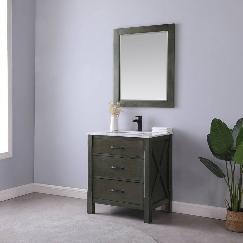 Altair Maribella Single Bathroom Vanity Set and Carrara White Countertop without Mirror