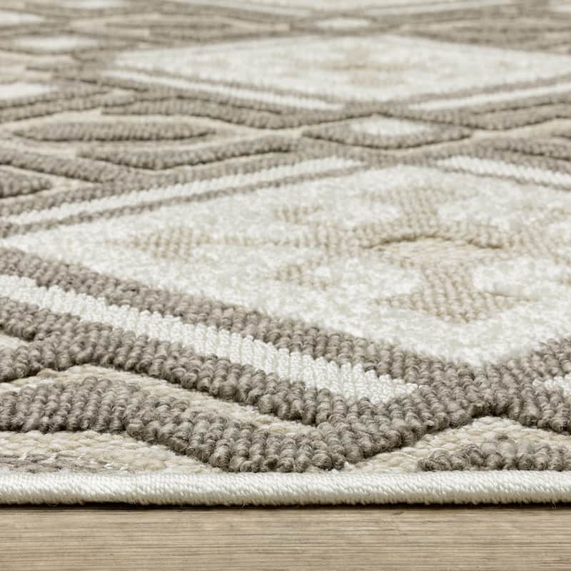 Style Haven Thassos Tribal Diamonds Brown/ Beige Mixed Pile Area Rug