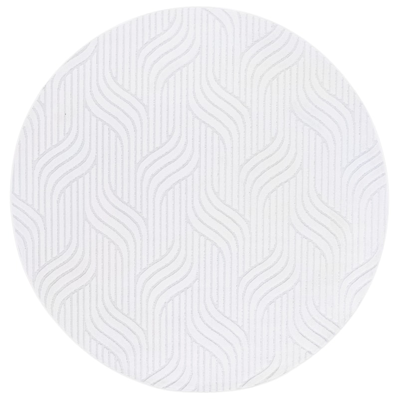 SAFAVIEH Stella Ilaria Transitional Indoor/Outdoor Washable Backyard Patio Rug - 6'7" Round - 6'7" Round - Ivory