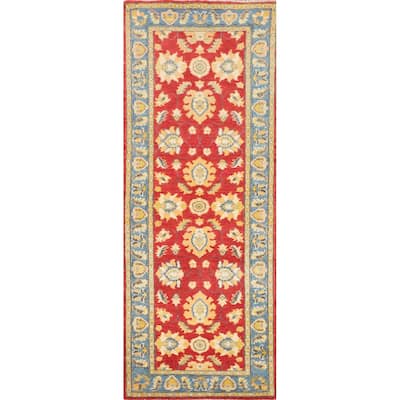 Red Oushak Runner Rug Hand-Knotted Wool Carpet - 2'0" x 5'11"