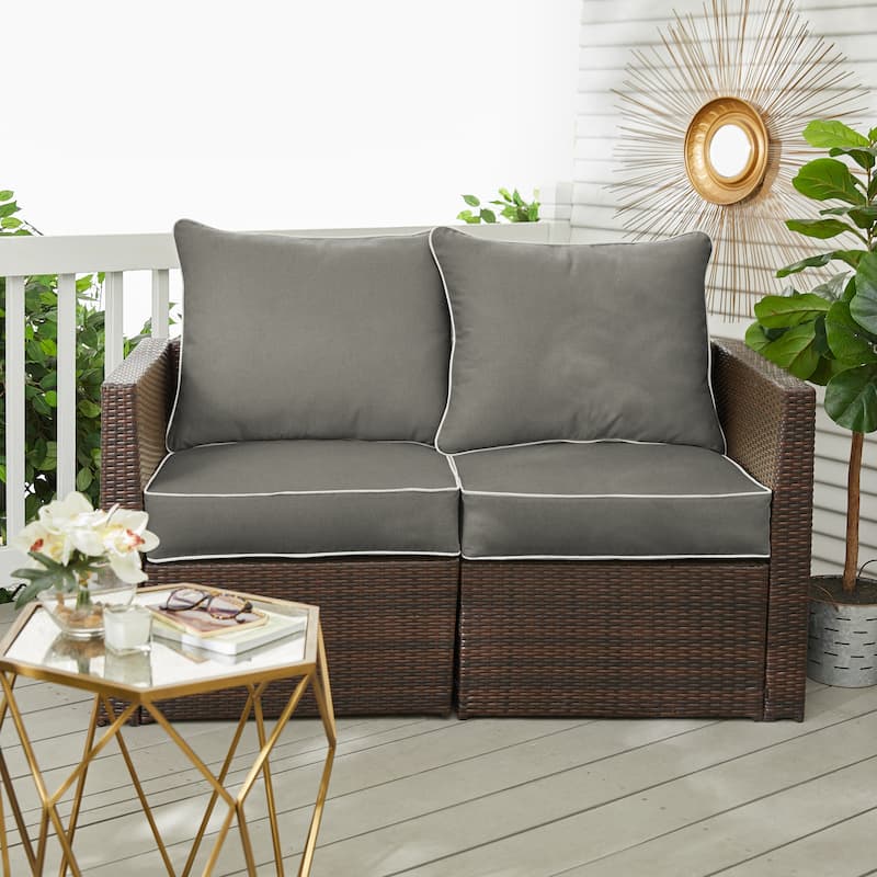 Sorra Home Sunbrella Outdoor Loveseat Pillow and Cushion Set