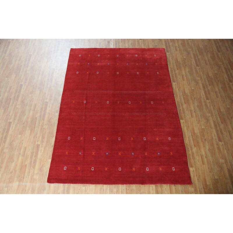 Hand Knotted Oriental 100% Wool Carpet Tribal Tribal Red Gabbeh Area Rug - 11' 4'' X 8' 2''