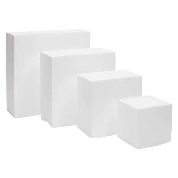 Square Foam Cake Dummy for Decorating and Wedding Display, 4 Tiers