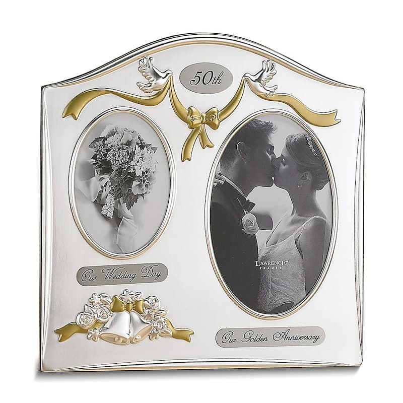 Curata Satin Silver-Plated/Brass 50th Our Wedding Day 3.5x5 and Our Golden Anniversary 4x6 Photo Frame