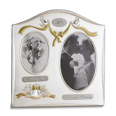 Curata Satin Silver-Plated/Brass 50th Our Wedding Day 3.5x5 and Our Golden Anniversary 4x6 Photo Frame