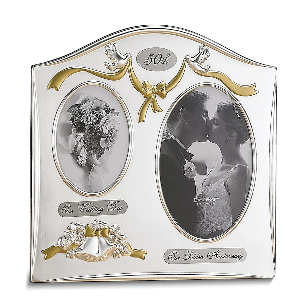 Curata Satin Silver-Plated/Brass 50th Our Wedding Day 3.5x5 and Our Golden Anniversary 4x6 Photo Frame