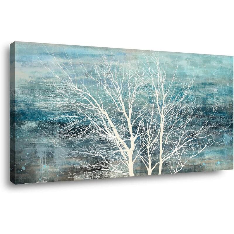 artwork picture Modern Nature Teal Artwork Prints paintings - 20 x 40